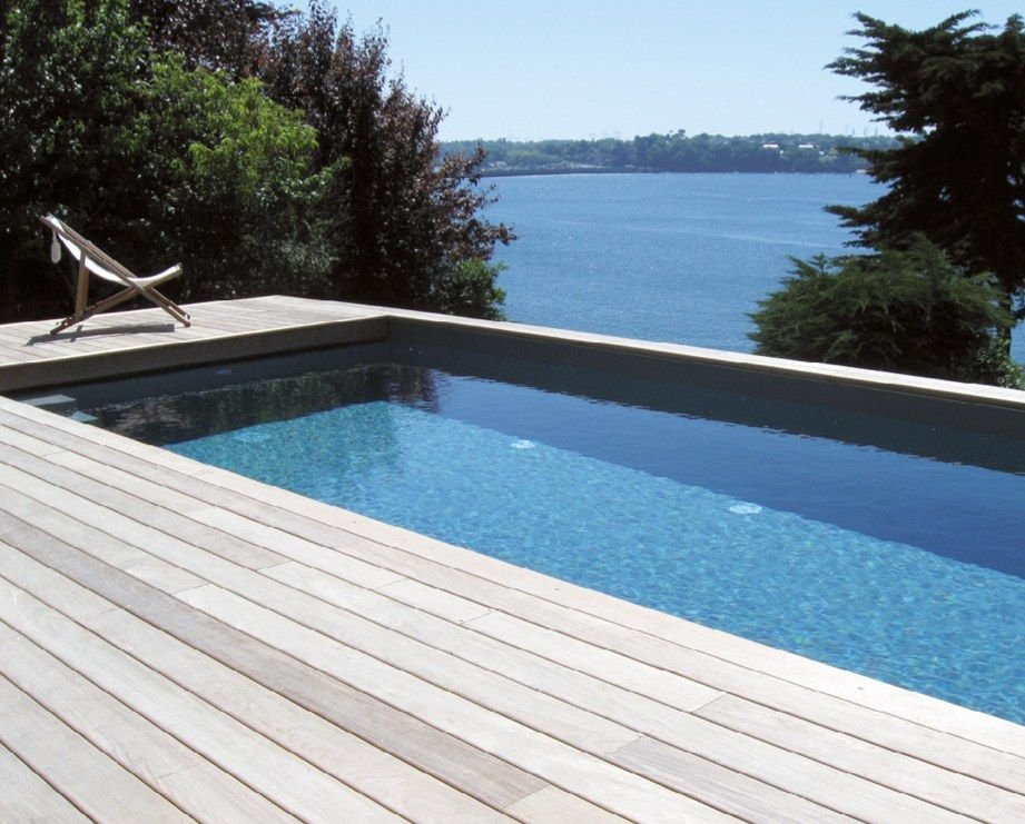 Piscine équipée d’un liner Antidérapant, coloris Gris anthracite