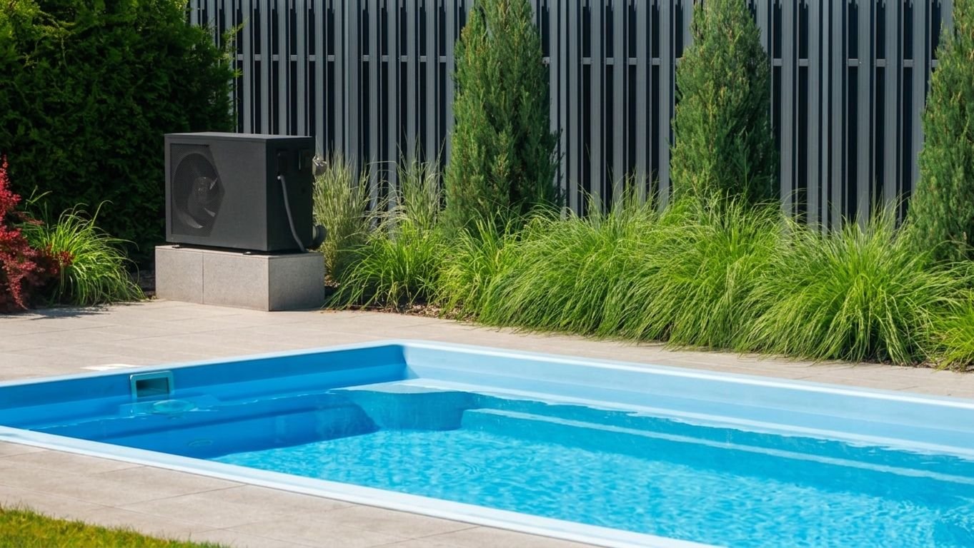 Piscine rénovée avec une pompe à chaleur installée en bord de plage